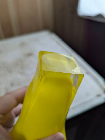 Vintage Yellow Art Glass Handkerchief Vase