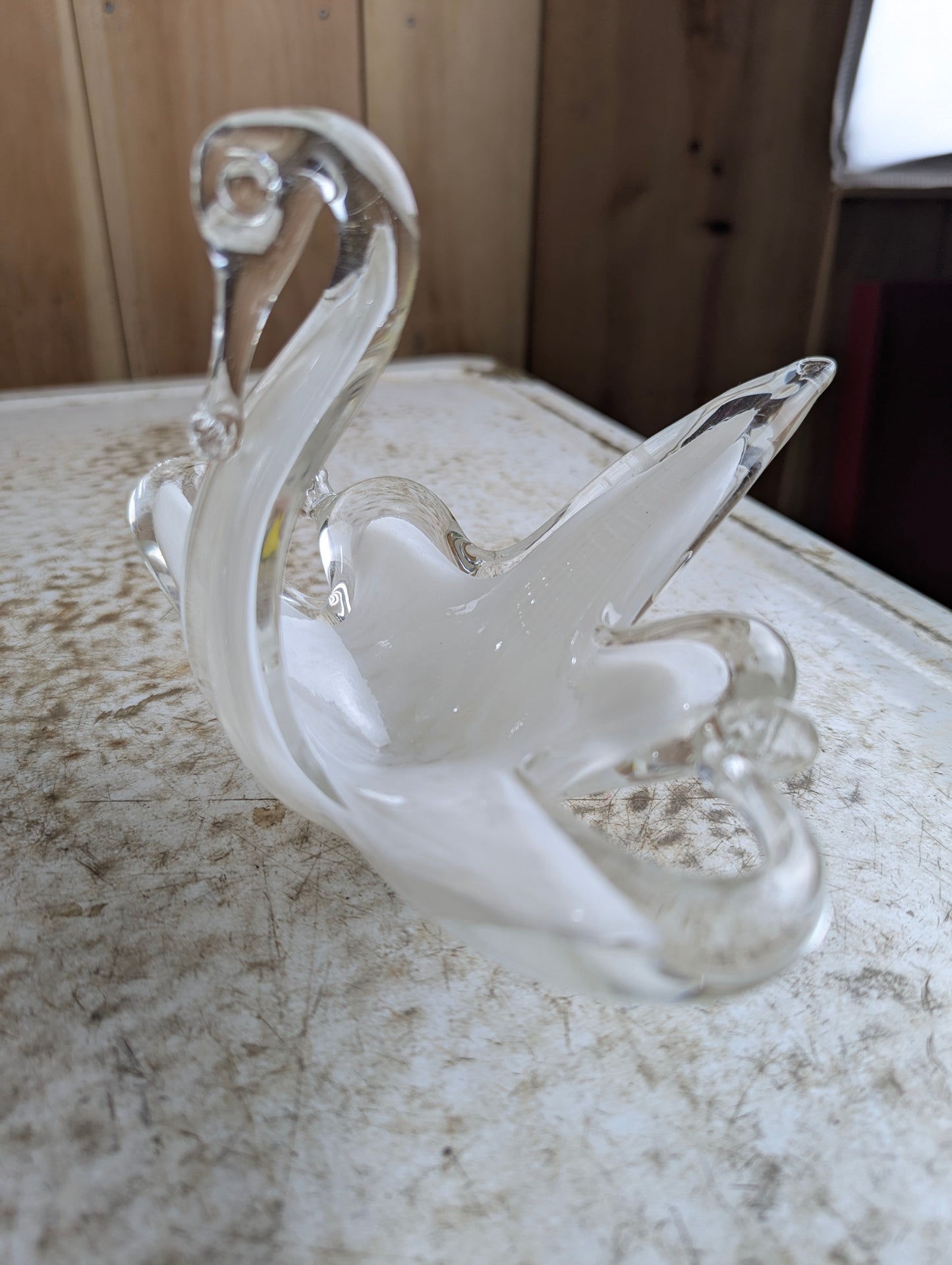 Vintage Murano Style Pulled Glass Swan Dish