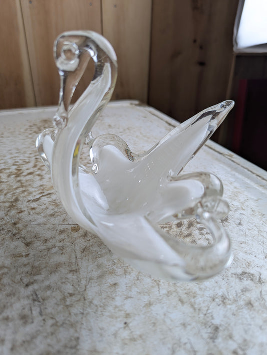 Vintage Murano Style Pulled Glass Swan Dish