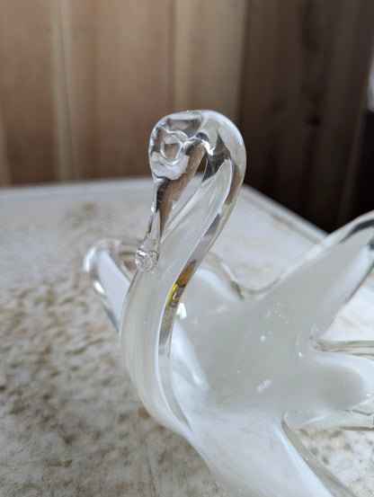 Vintage Murano Style Pulled Glass Swan Dish