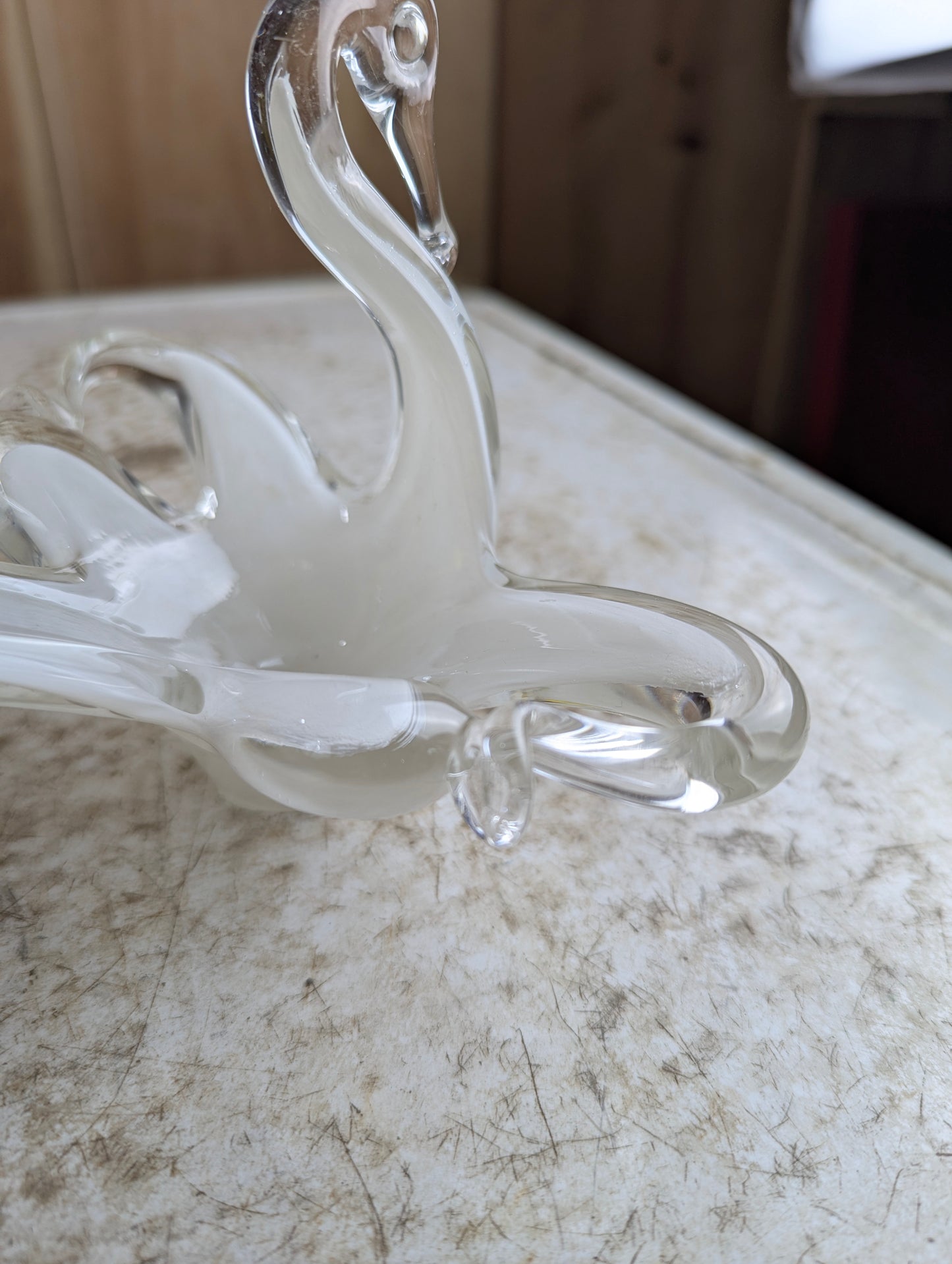 Vintage Murano Style Pulled Glass Swan Dish