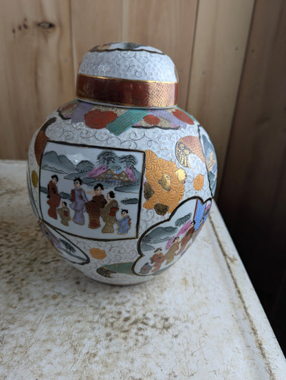Vintage Satsuma-Style Ceramic Ginger Jar