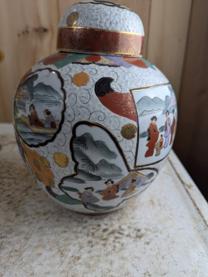 Vintage Satsuma-Style Ceramic Ginger Jar