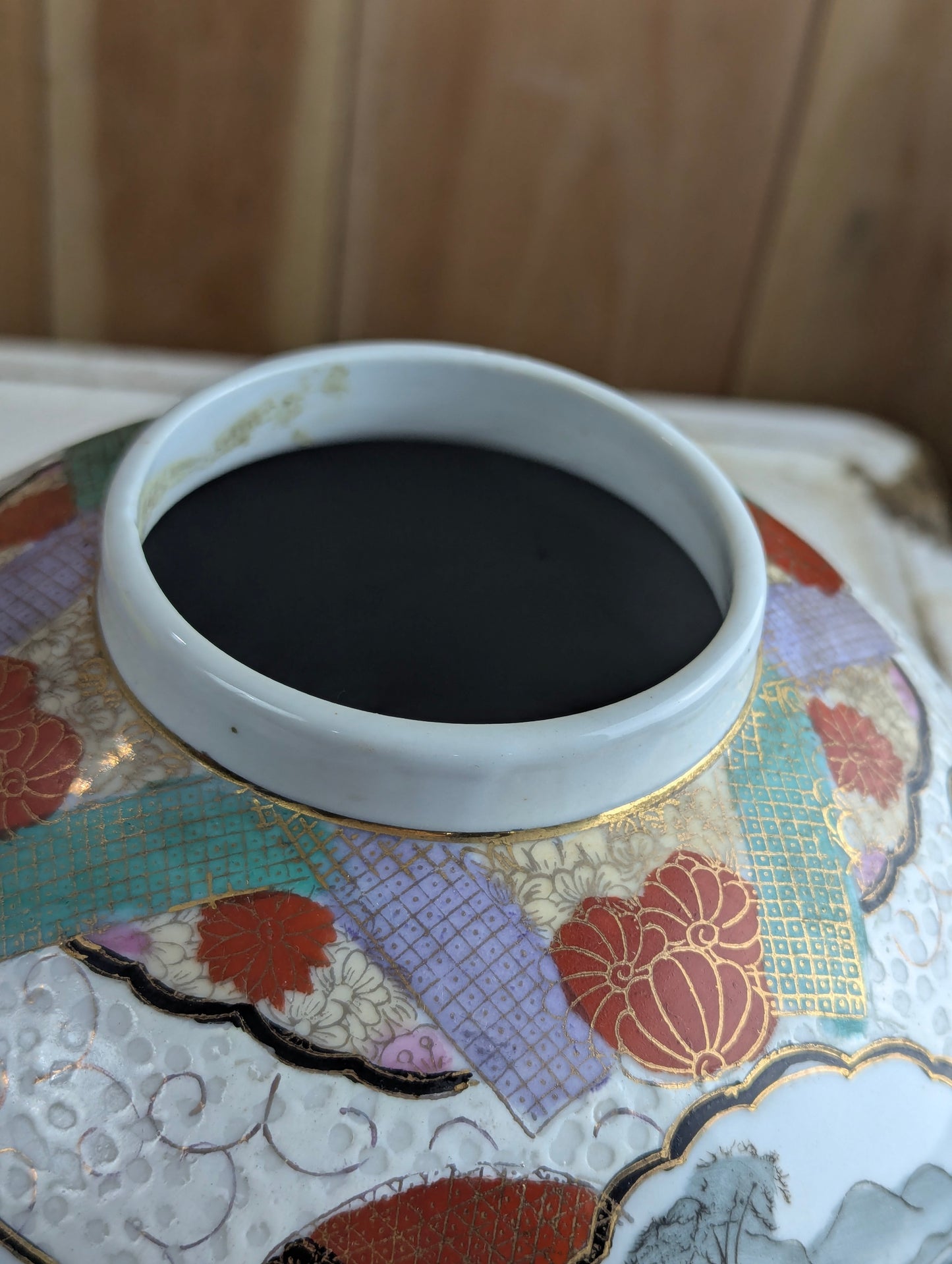 Vintage Satsuma-Style Ceramic Ginger Jar