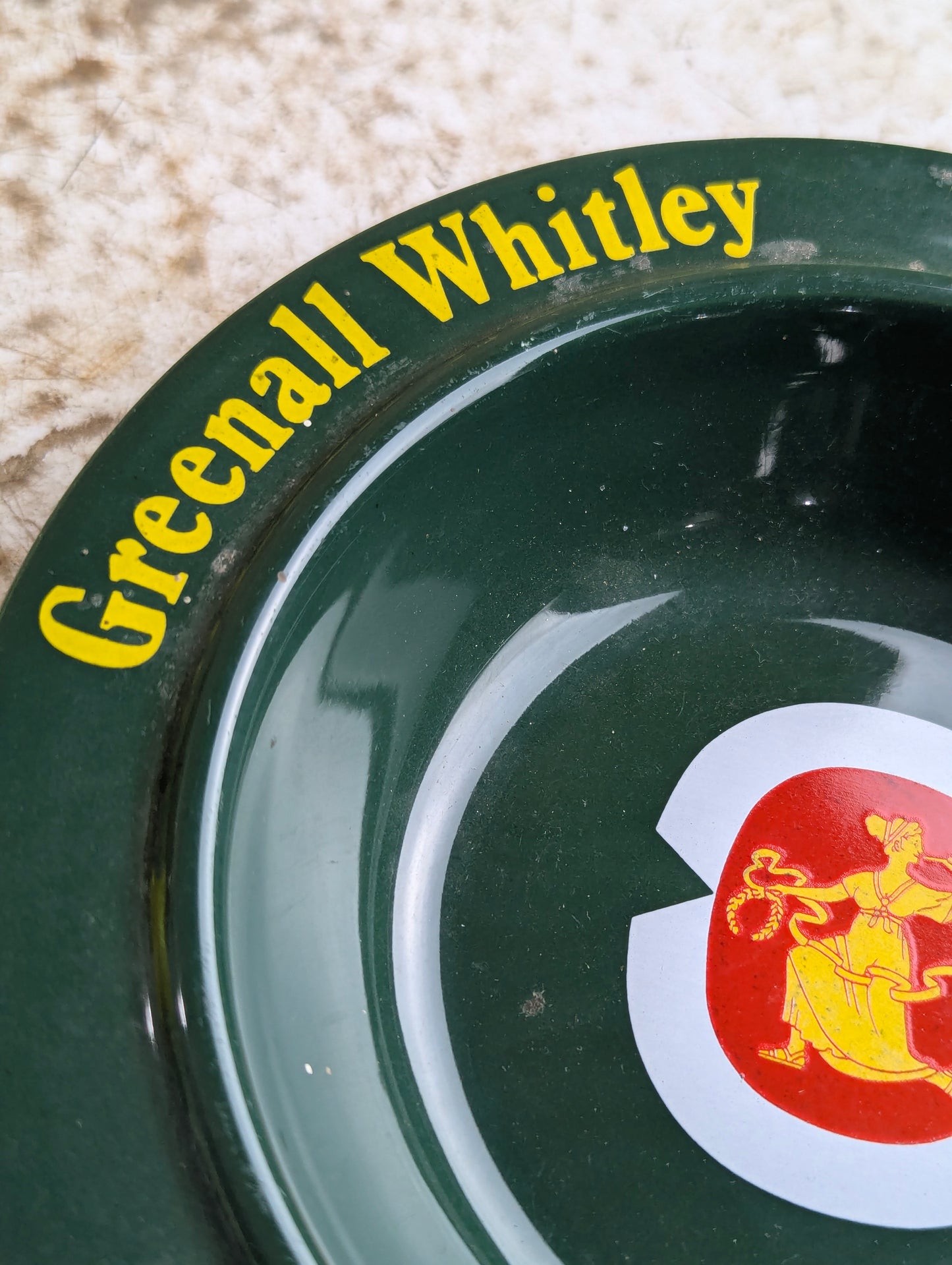 Vintage Green Ceramic Greenall Whitley Ashtray