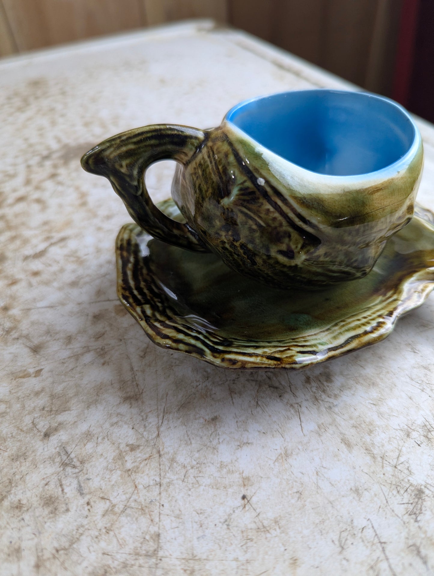 1950s Japanese Oyster and Conch Shell Teacup and Saucer Set