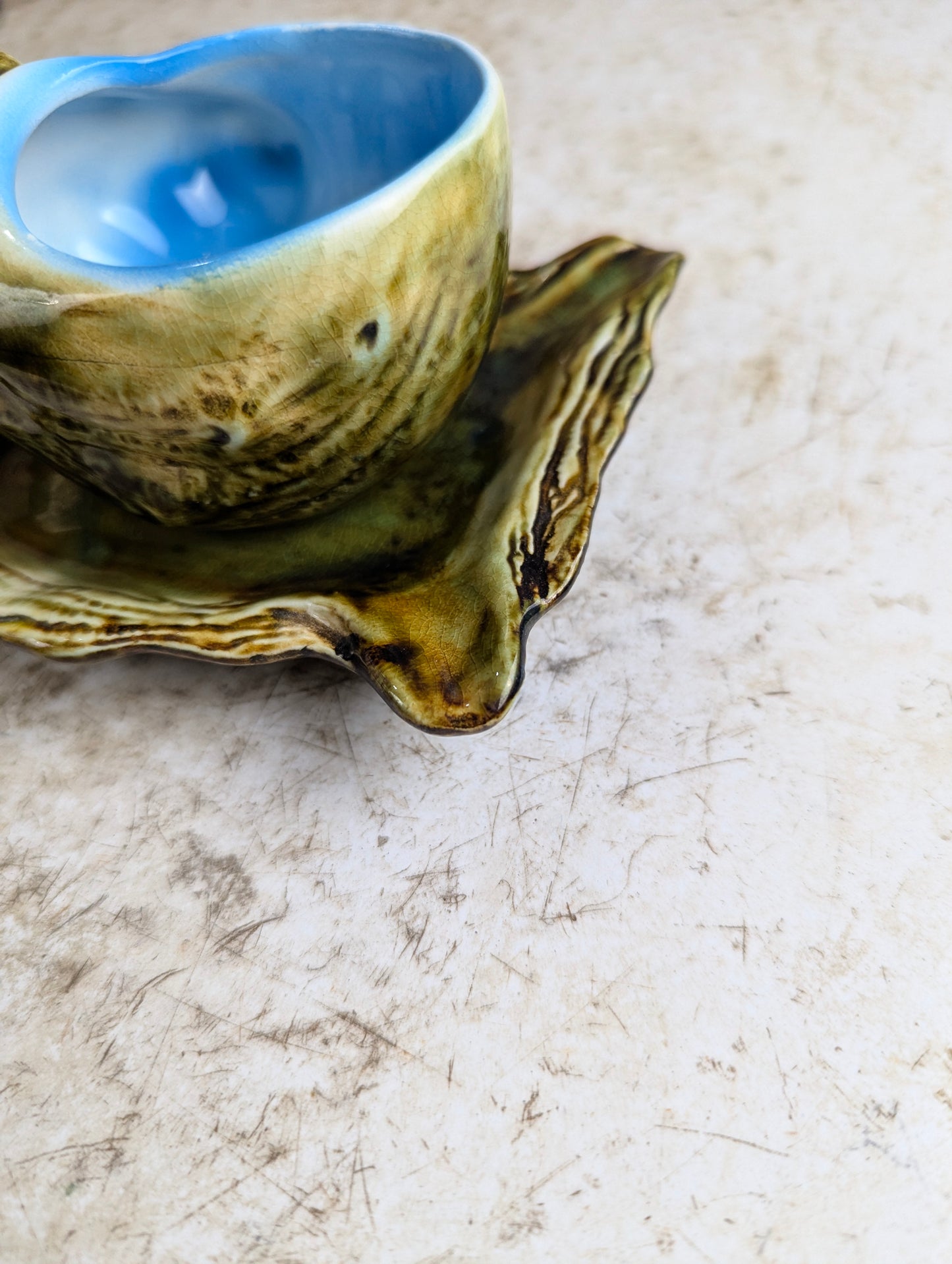 1950s Japanese Oyster and Conch Shell Teacup and Saucer Set