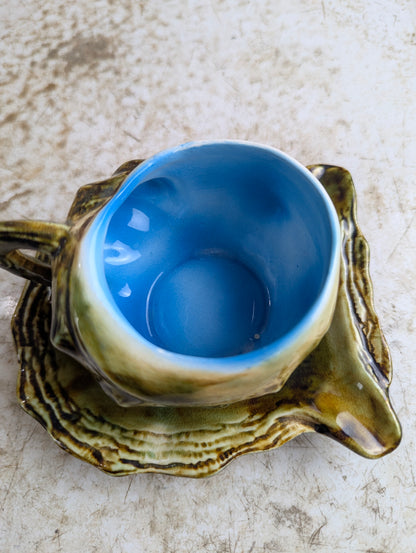1950s Japanese Oyster and Conch Shell Teacup and Saucer Set