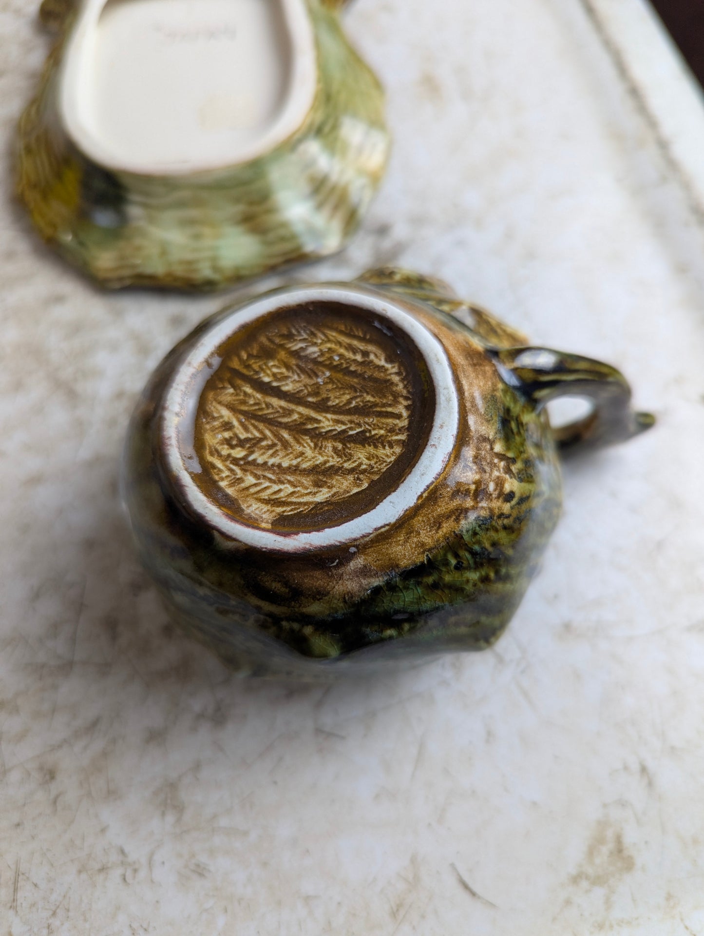 1950s Japanese Oyster and Conch Shell Teacup and Saucer Set
