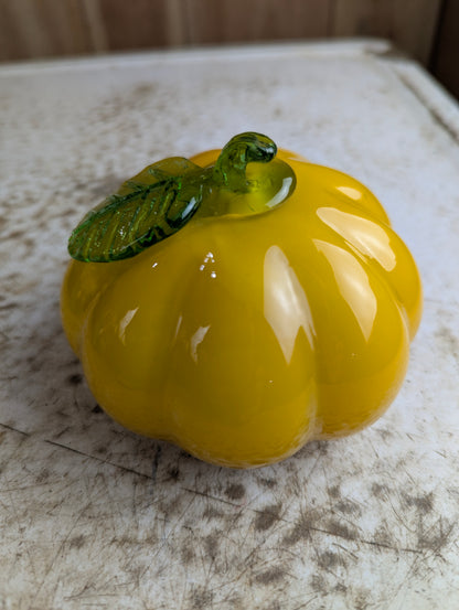 Vintage Murano Style Hand-Blown Art Glass Squash Fruit
