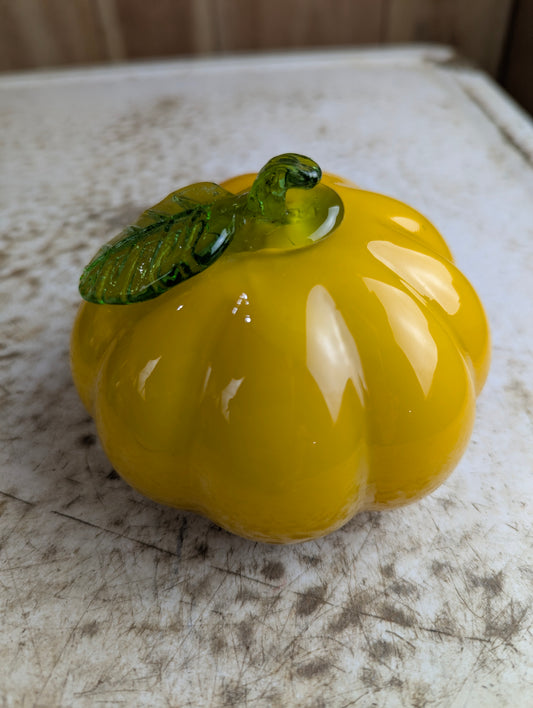 Vintage Murano Style Hand-Blown Art Glass Squash Fruit