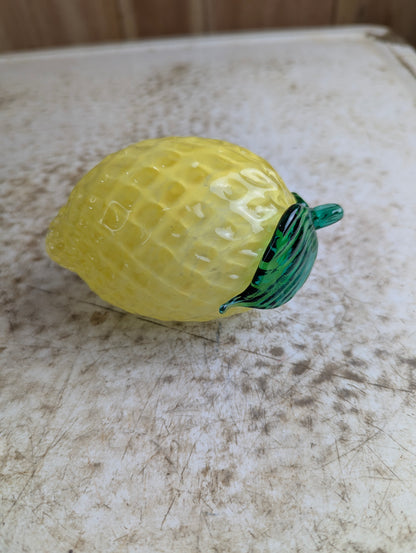 Vintage Murano Style Hand-Blown Art Glass Lemon Fruit