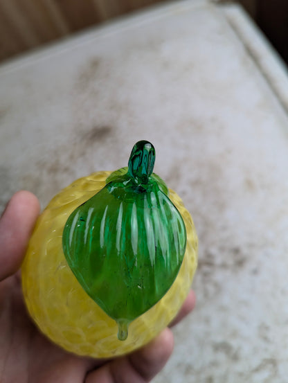 Vintage Murano Style Hand-Blown Art Glass Lemon Fruit