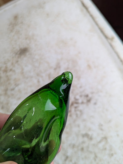Vintage Murano Style Hand-Blown Art Glass Green Pepper Fruit - Damaged Stem
