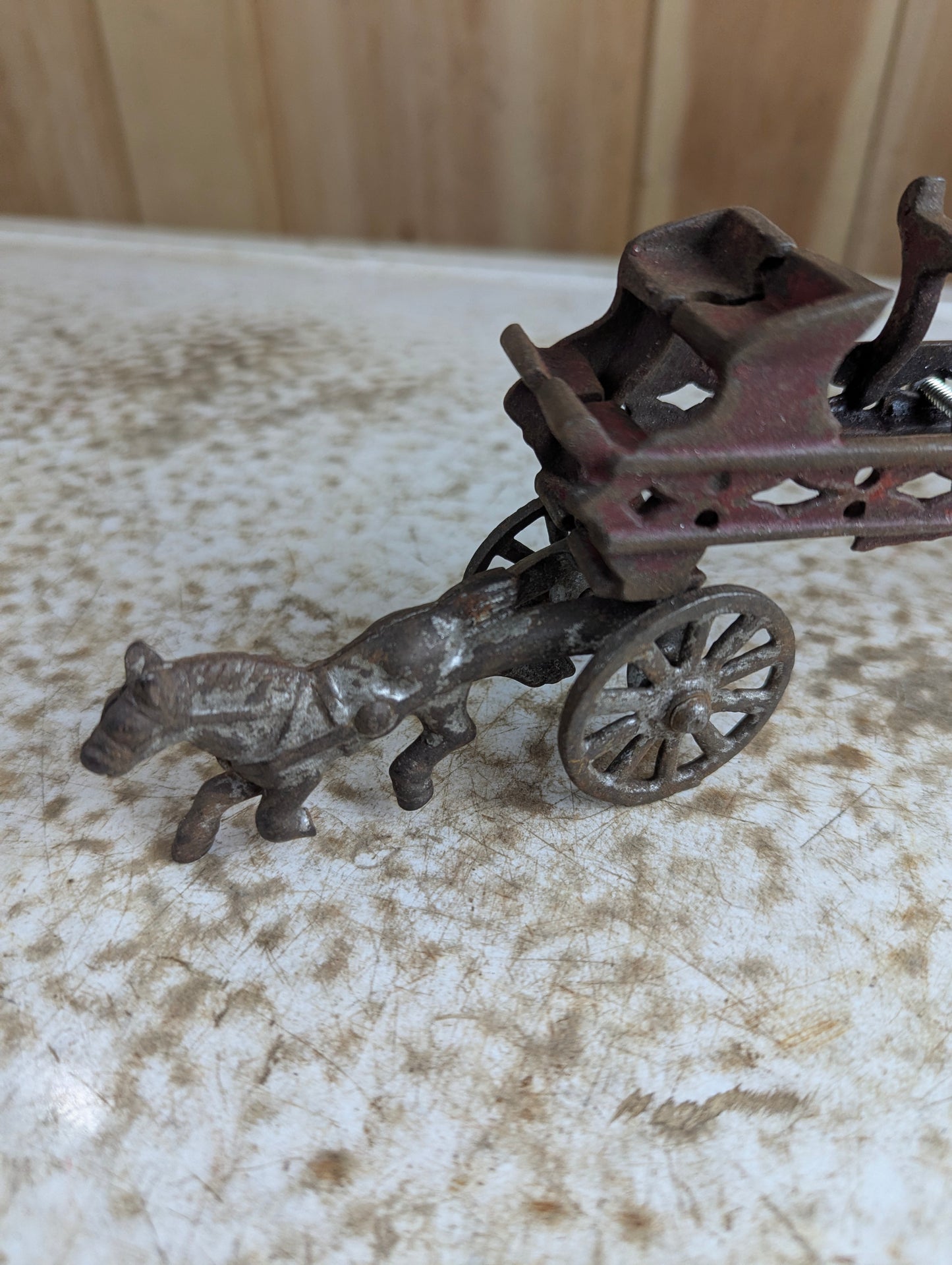 Antique Canadian Made Cast Iron Fire Wagon Toy - Damaged