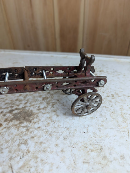 Antique Canadian Made Cast Iron Fire Wagon Toy - Damaged