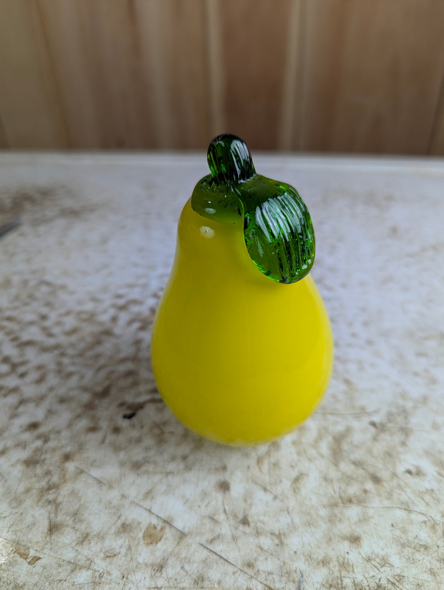 Vintage Murano Style Hand-blown Art Glass Yellow Pear Fruit