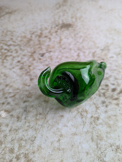 Vintage Murano Style Hand-blown Art Glass Green Pepper Fruit