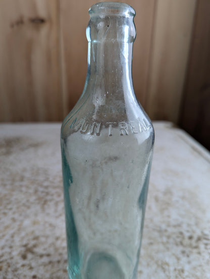 J Christin & Co, Montreal Antique Embossed Aqua Glass Soda Bottle