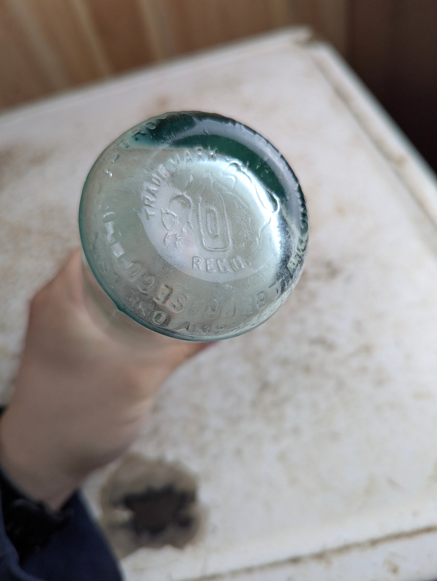 J Christin & Co, Montreal Antique Embossed Aqua Glass Soda Bottle