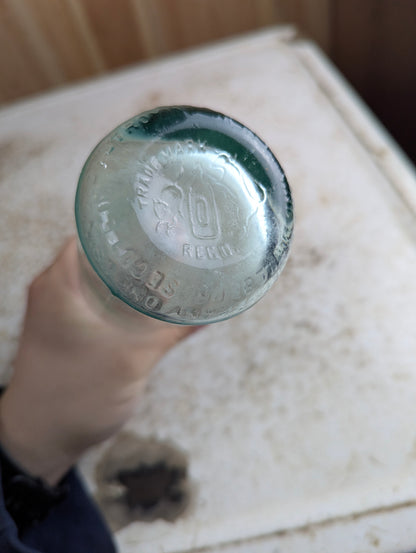 J Christin & Co, Montreal Antique Embossed Aqua Glass Soda Bottle