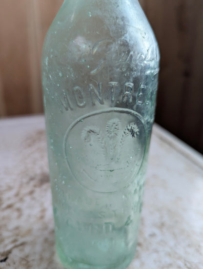 Chas Gurd Co Montreal Aqua Glass Embossed Antique Soda Bottle