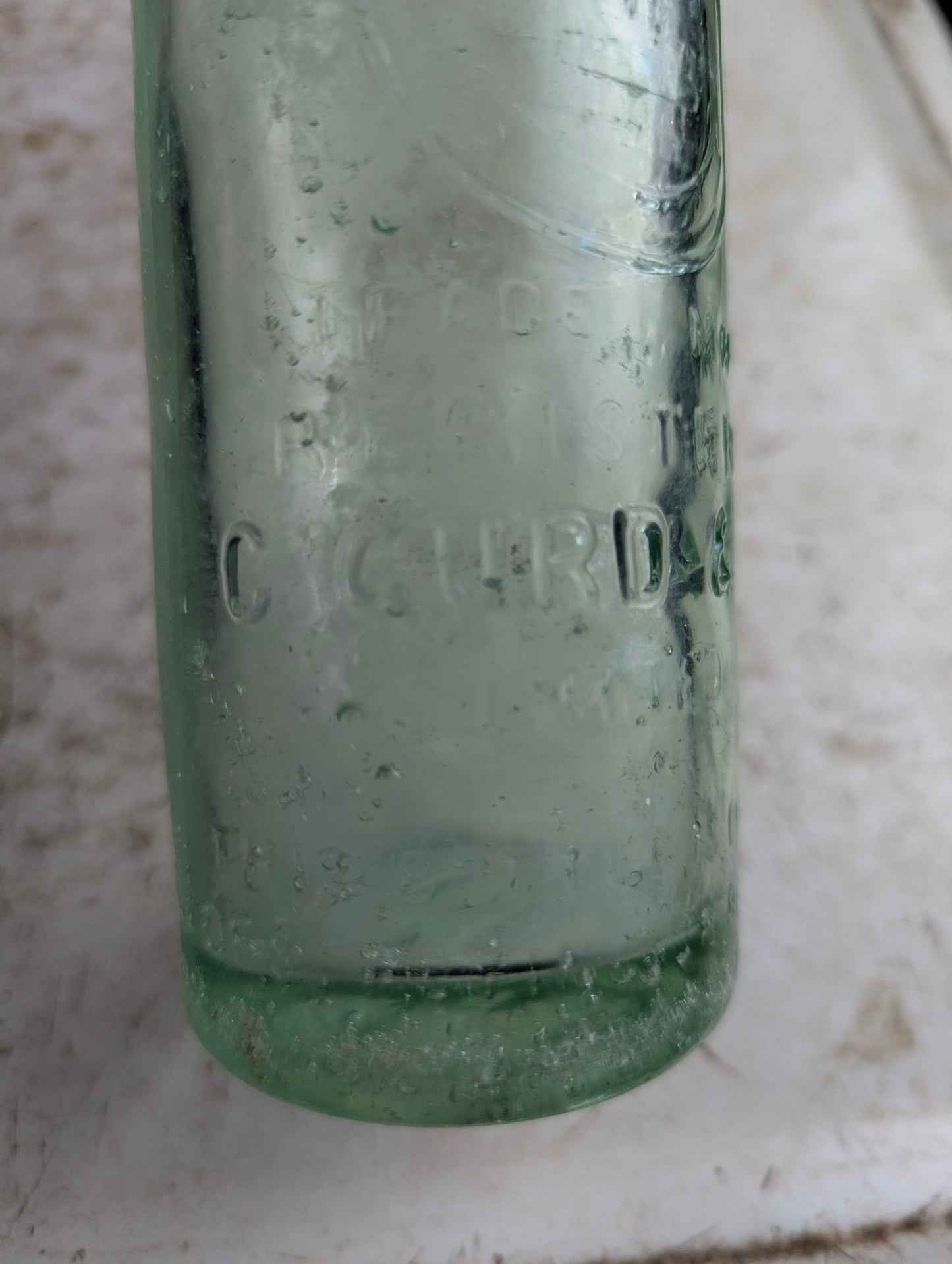 Chas Gurd Co Montreal Aqua Glass Embossed Antique Soda Bottle