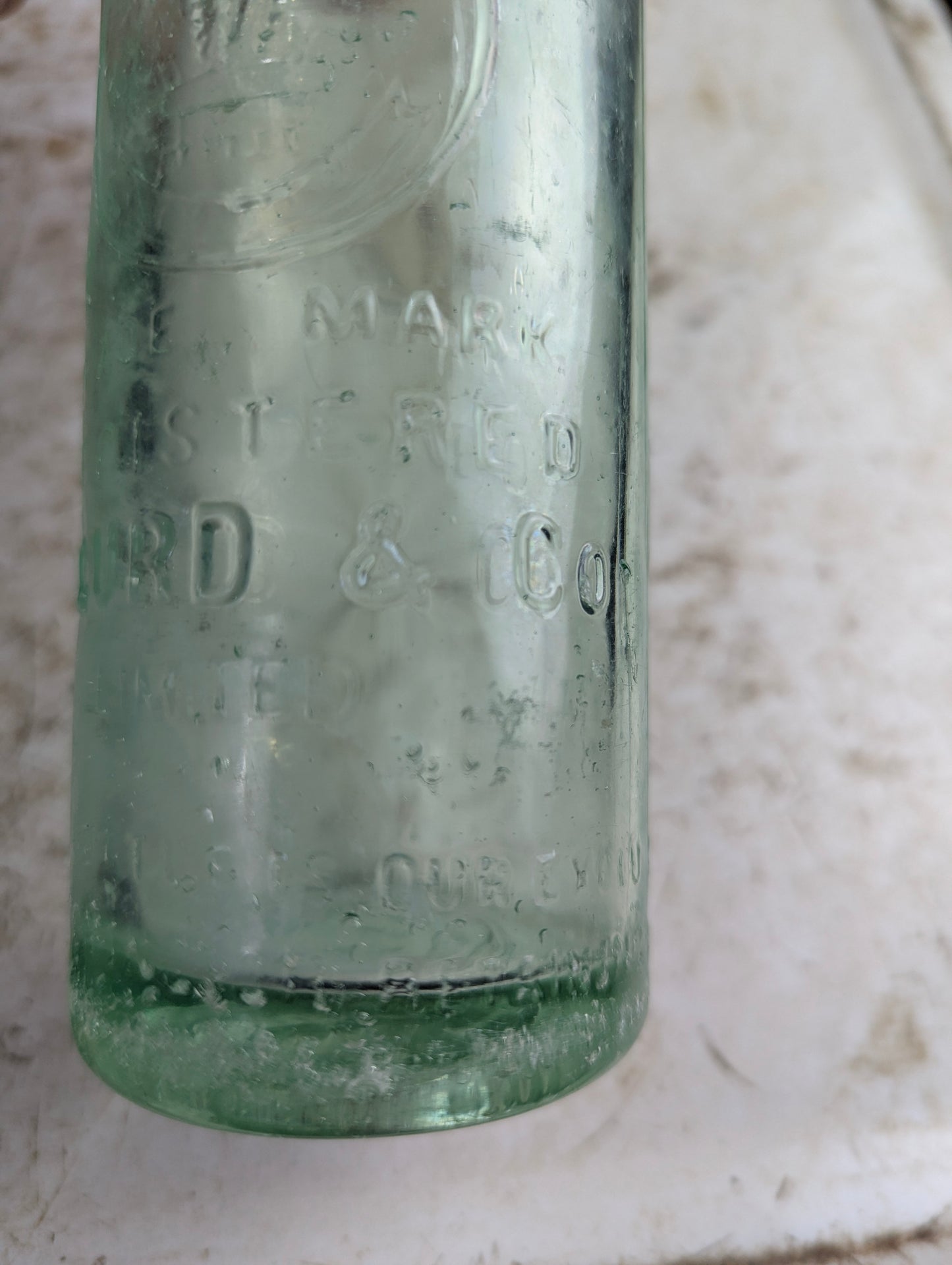 Chas Gurd Co Montreal Aqua Glass Embossed Antique Soda Bottle