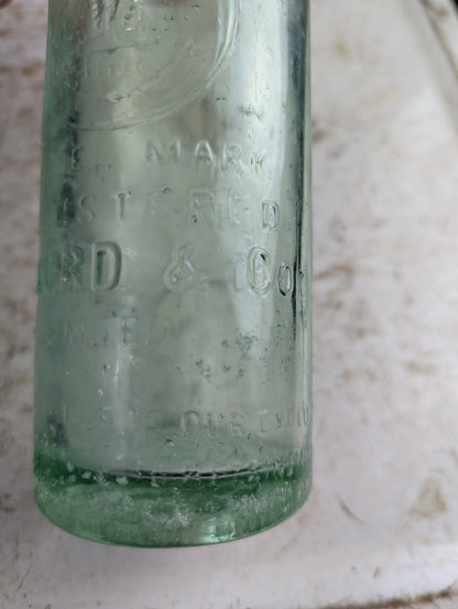 Chas Gurd Co Montreal Aqua Glass Embossed Antique Soda Bottle