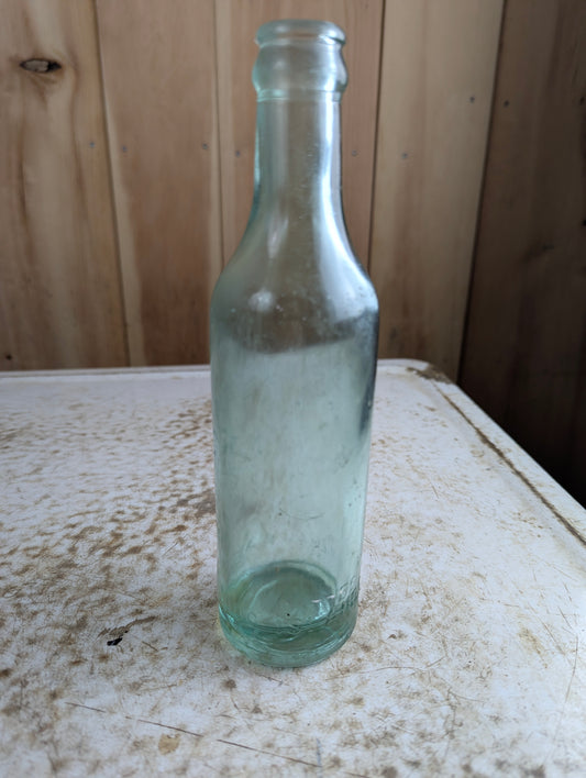 1000 Islands Antique Embossed Aqua Glass Mineral Water Soda Bottle