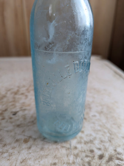 Belleville Bottling Company Antique Embossed Aqua Blue Glass Soda Bottle