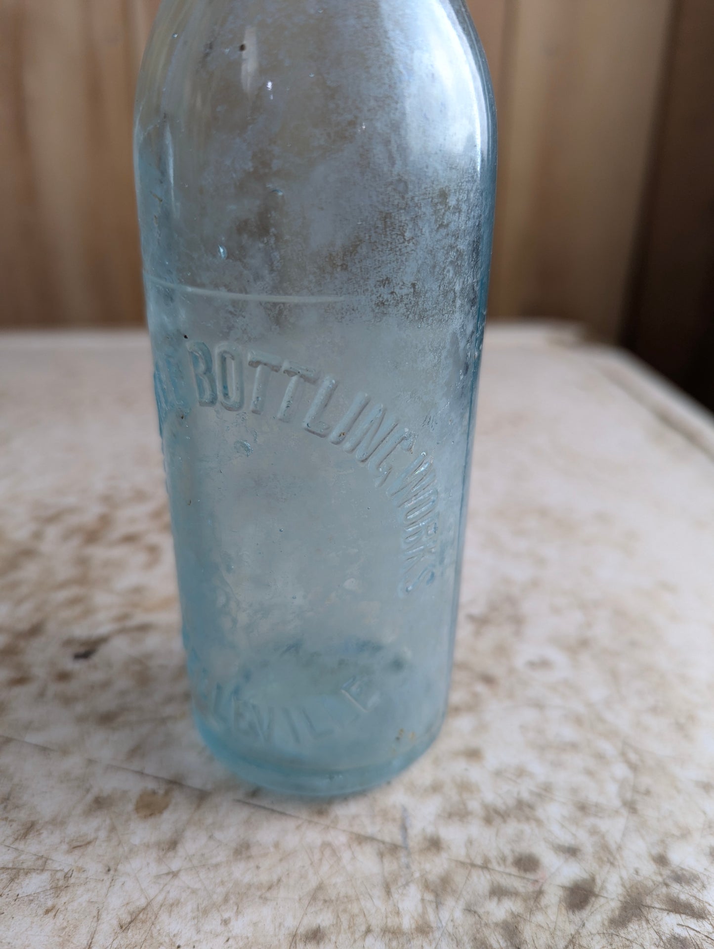 Belleville Bottling Company Antique Embossed Aqua Blue Glass Soda Bottle