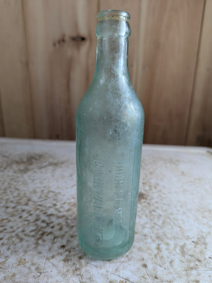John Eamer Cornwall Ontario Antique Embossed Aqua Glass Soda Bottle