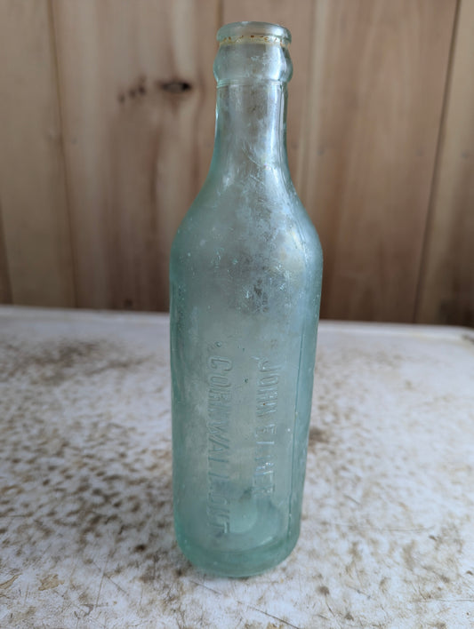 John Eamer Cornwall Ontario Antique Embossed Aqua Glass Soda Bottle
