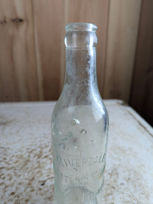 Riverdale Bottling Works Toronto Antique Embossed Clear Glass Soda Bottle
