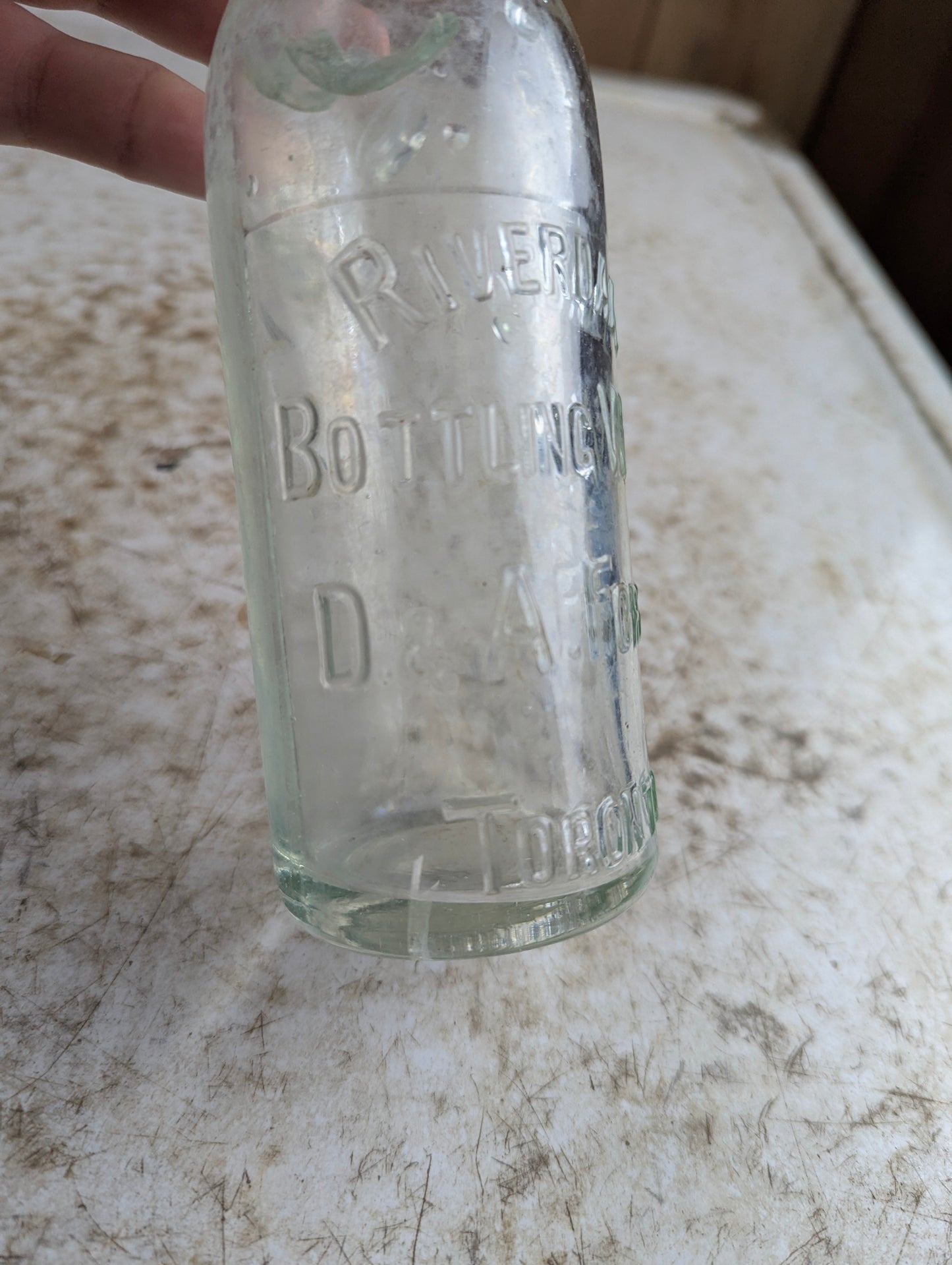 Riverdale Bottling Works Toronto Antique Embossed Clear Glass Soda Bottle