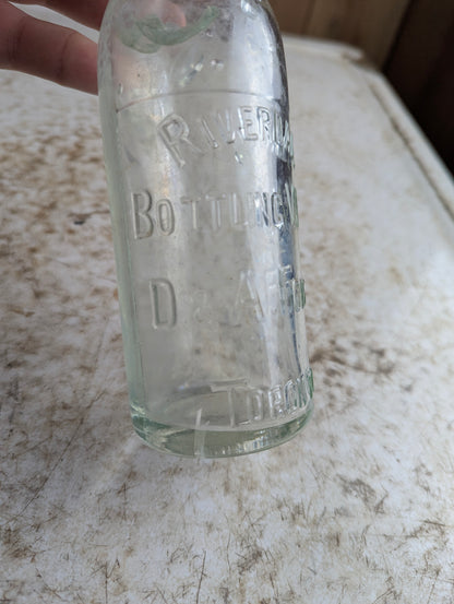 Riverdale Bottling Works Toronto Antique Embossed Clear Glass Soda Bottle