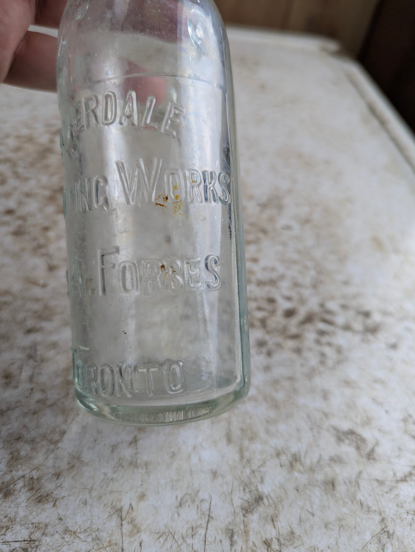 Riverdale Bottling Works Toronto Antique Embossed Clear Glass Soda Bottle