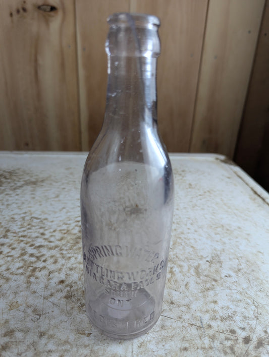 Niagra Falls Bottling Works Antique Embossed Amethyst Maganese Glass Soda Bottle