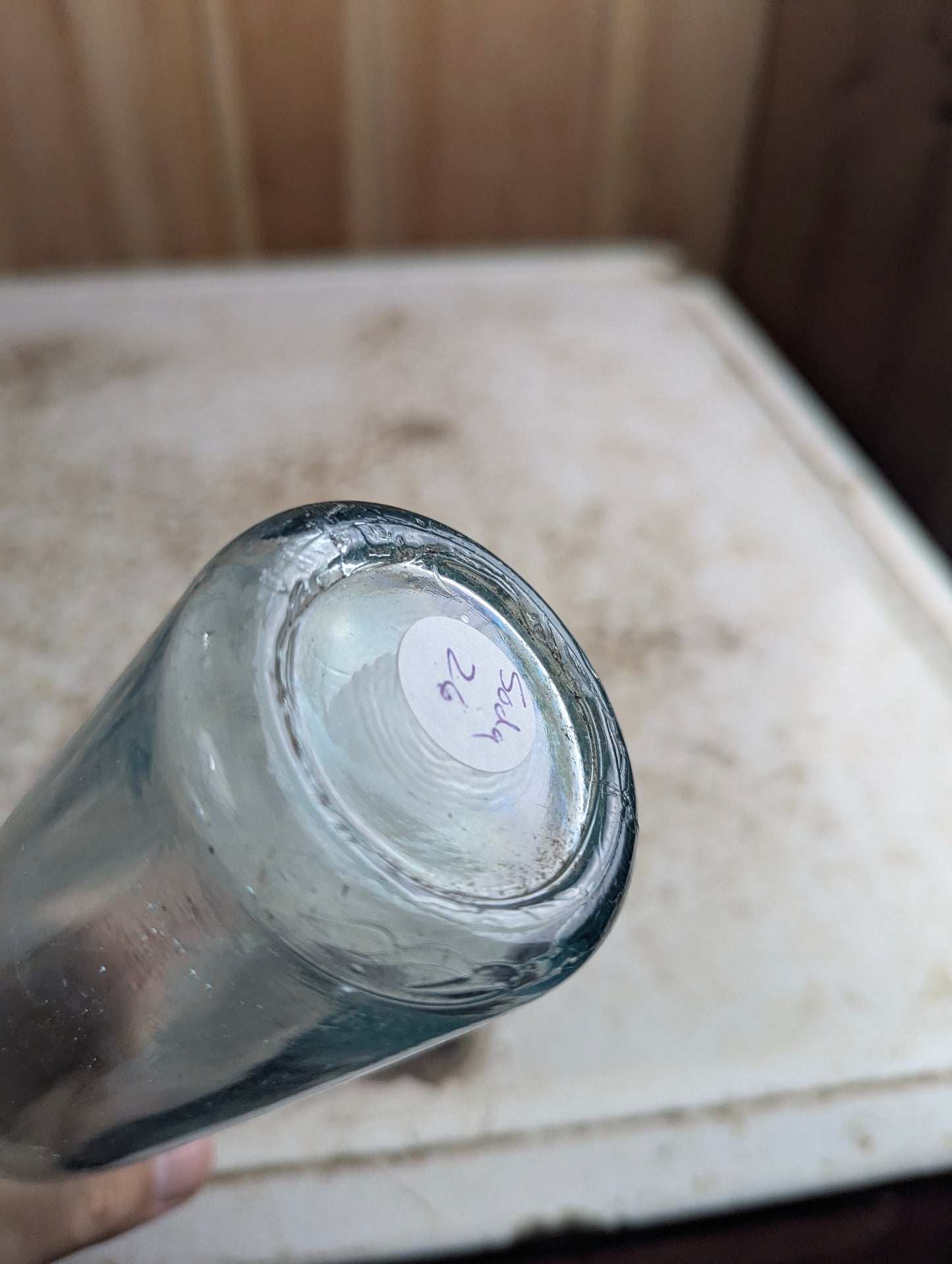 Chas.L.Horsman Campbellford Antique Embossed Aqua Blue Glass Soda Bottle