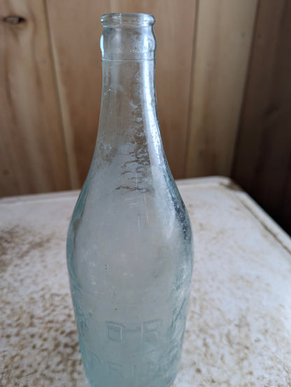 York Springs Antique Embossed Aqua Blue Glass Large Soda Bottle