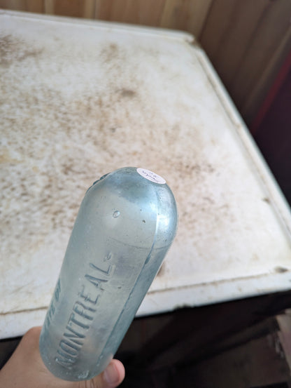 Charles Wilson Montreal Antique Embossed Aqua Glass Torpedo Hamilton Bottle