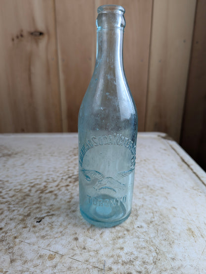 American Soda Water Mfc Co. Toronto Antique Eagle Embossed Aqua Glass Soda Bottle