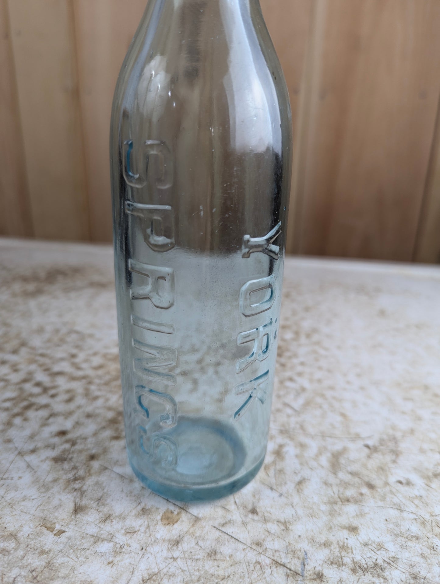 York Springs Antique Embossed Aqua Glass Soda Bottle
