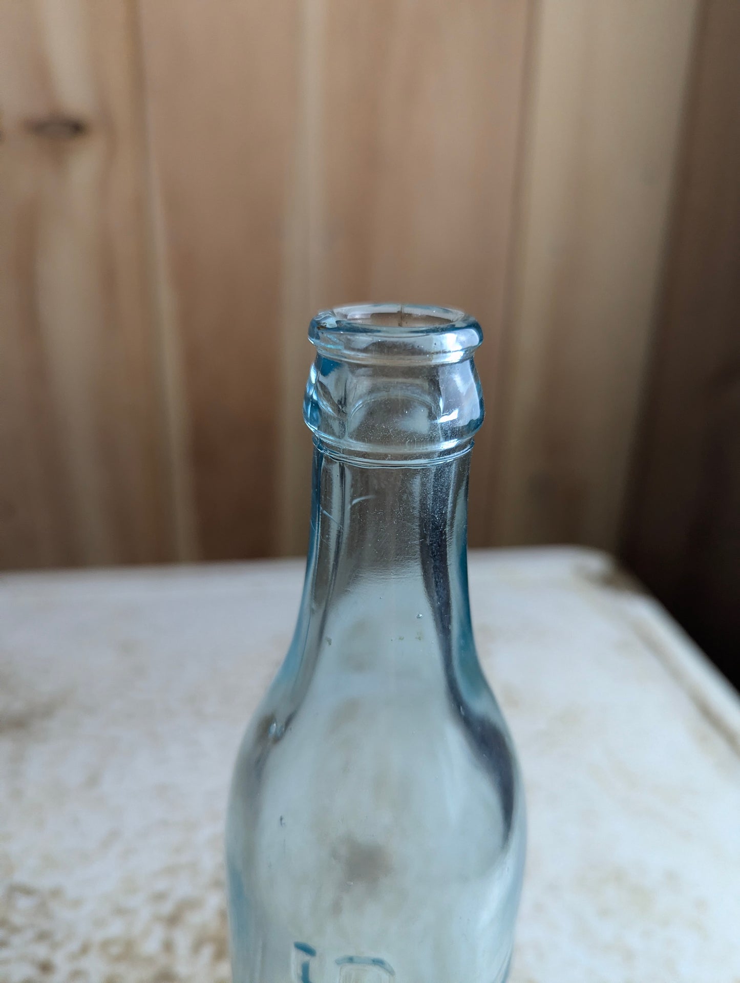 York Springs Antique Embossed Aqua Glass Soda Bottle