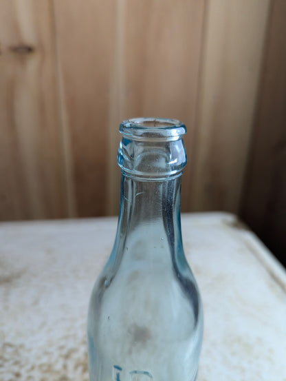 York Springs Antique Embossed Aqua Glass Soda Bottle