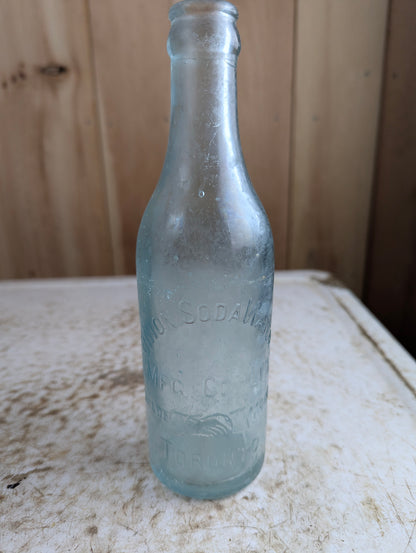 Union Soda Mfc Co Toronto Antique Embossed Aqua Blue Glass Soda Bottle