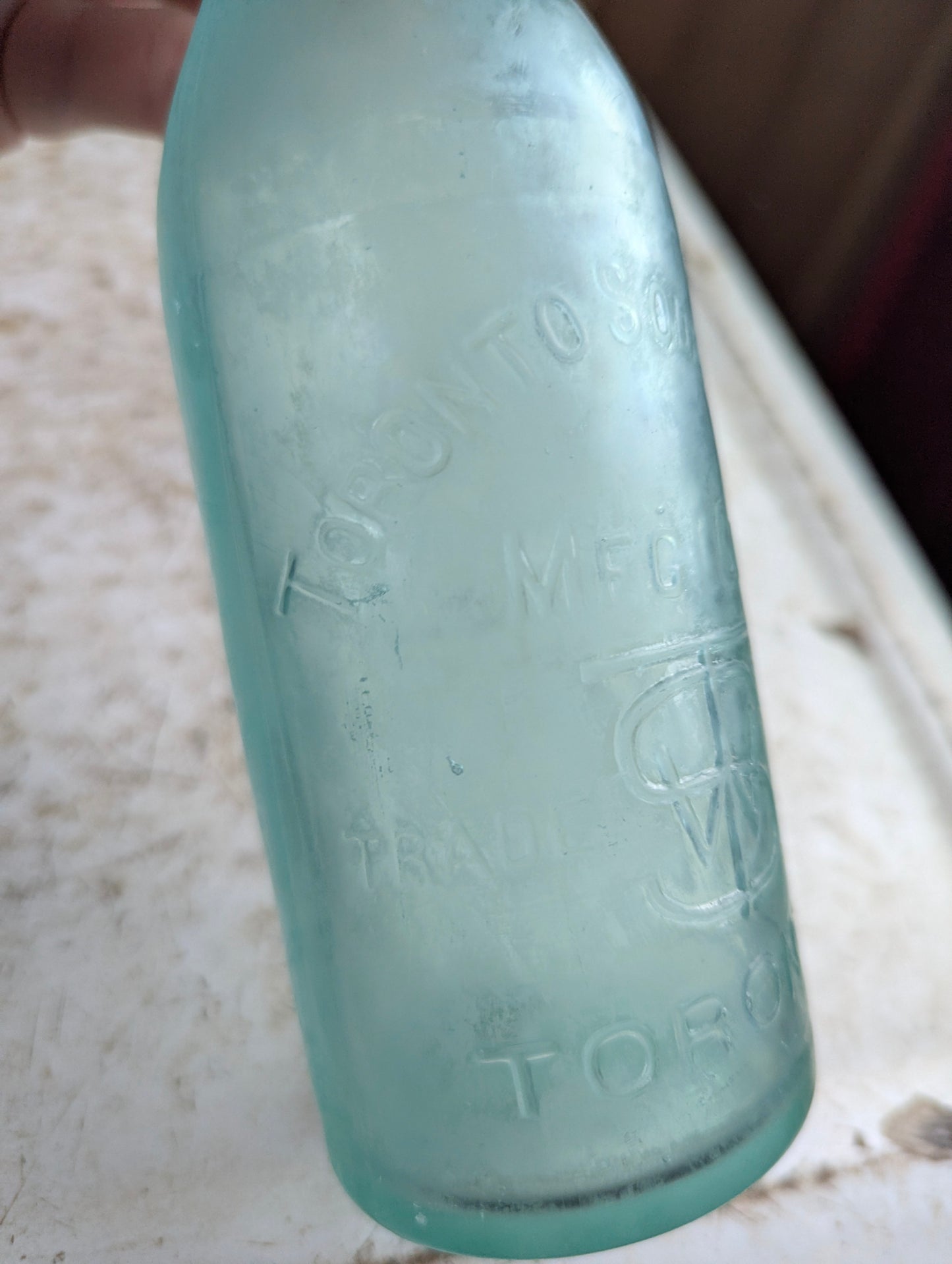 Toronto Soda Works Antique Embossed Aqua Glass Soda Bottle