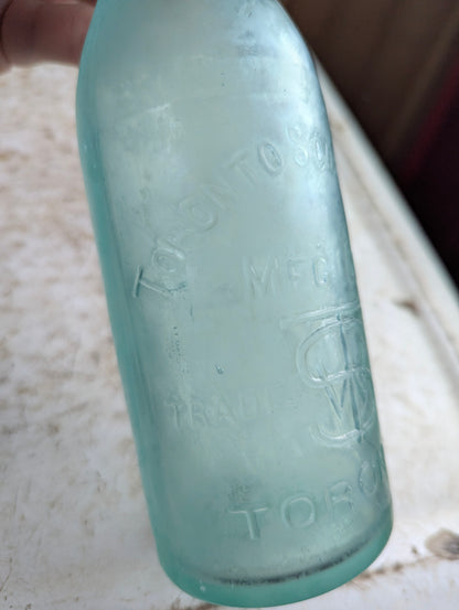 Toronto Soda Works Antique Embossed Aqua Glass Soda Bottle