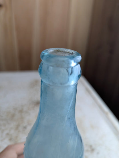 J.J. Mclauchlin Toronto Antique Embossed Aqua Blue Glass Soda Bottle
